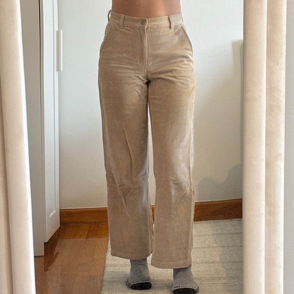 Aritzia Tan Wide Leg Corduroy Pants